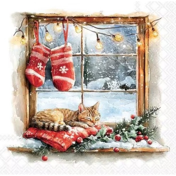 Servilletas 33x33 cm gato en la ventana