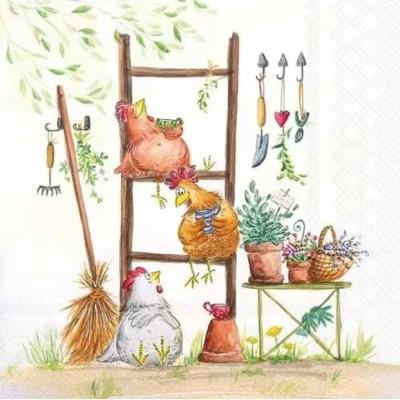 Servilletas 33x33 cm gallinas en escalera