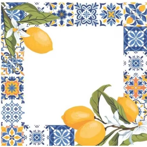 Servilletas 33x33 cm azulejos y limón
