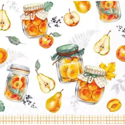 Servilletas 33x33 cm Fruta en conserva en frasco