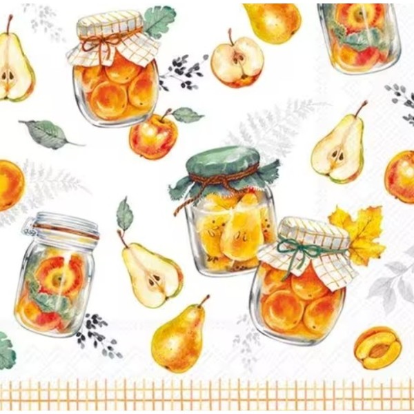 Servilletas 33x33 cm Fruta en conserva en frasco