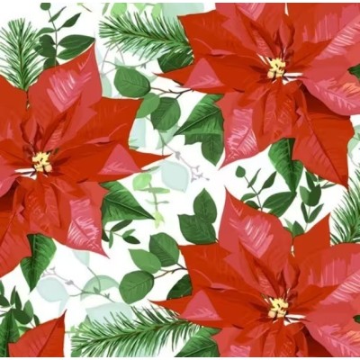 Servilletas 33x33 cm Flor de Pascua roja en flor