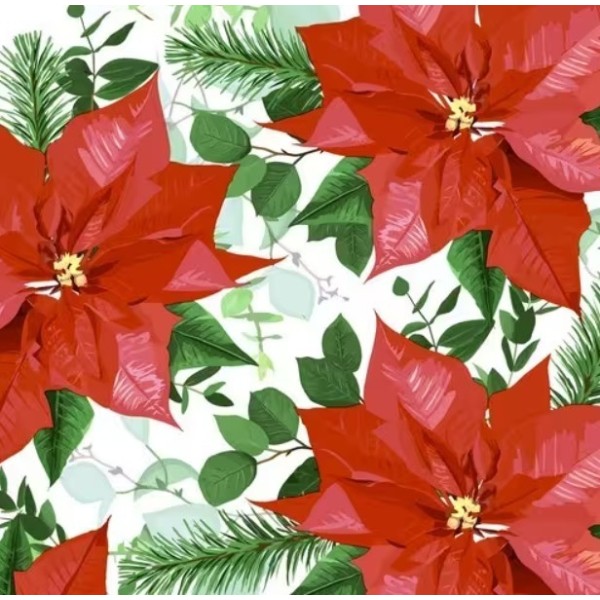 Servilletas 33x33 cm Flor de Pascua roja en flor