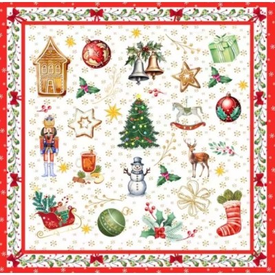 Servilletas 33x33 cm   Cozy Christmas Time rojas