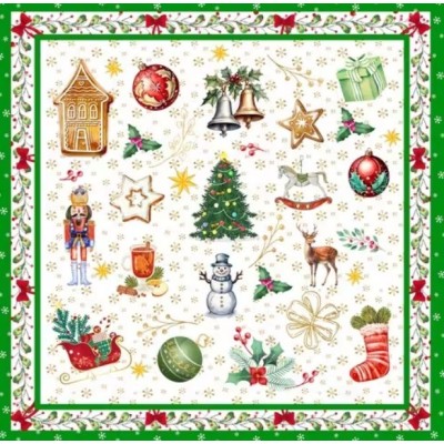 Servilletas 33x33 cm   Cozy Christmas Time verdes