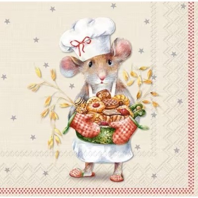 Servilletas 33x33 cm  Anna horneadas - Ratón panadero ocupado