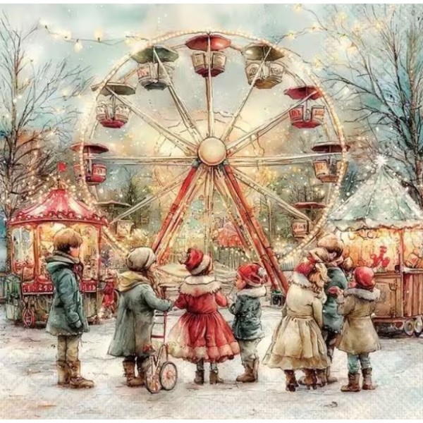 Servilletas 33x33 cm Niños en el mercado navideño