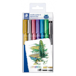 Estuche 6 rotuladores metálicos en colores surtidos
