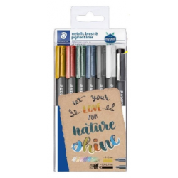 Estuche 6 rotuladores metálicos punta pincel