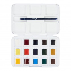 Estuche de acuarelas básicas con 12+3 acuarelas Van Gogh en medias pastillas
