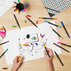 Rotulador BIC  brush Intensity dos puntas 12 colores