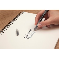 Fudenosuke twin 2 punta blandas negro y gris Tombow