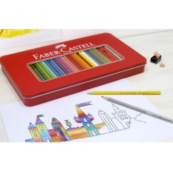 Lápiz de color con forma hexagonal en estuche de metal Faber Castell