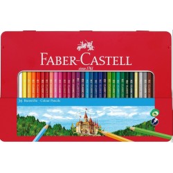 Lápiz de color con forma hexagonal en estuche de metal Faber Castell