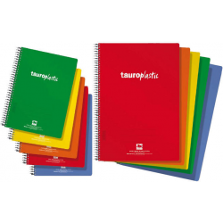 Bloc espiral folio 80H PP cuadro 4 mm 90GRS colores surtidos. Tauro Plastic