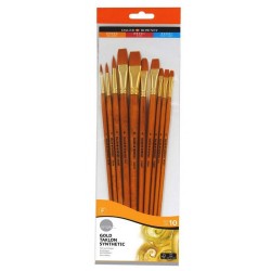 Set de 10 pinceles Gold Taklon Synthetic