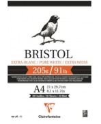 Bloc encolado Bristol A4 205g 20 hojas