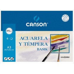 Láminas A3 29,7x42 cm Acuarela 370 g. Minipack 6H