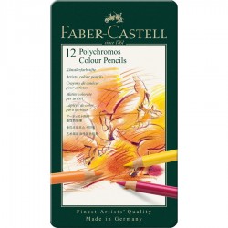 Estuche de metal con 12 lápices de color Polychromos