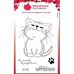 Woodware Fuzzie Friends Kati el gatito sello transparente