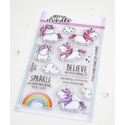 Heffy Doodle Fluffy Puffy Unicornios 15 Sellos transparentes
