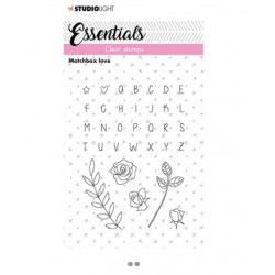 Sello transparente esenciales letras y flores