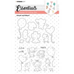 Sello transparente y troqueles colección animales y globos
