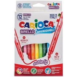 Rotulador doble punta Carioca Birello, estuche de 12 colores