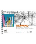 Bloc de dibujo con recuadro y espiral marca Campus, 20 hojas. Papel de color blanco natural 135gr. Tamaño 32,5x23cm.