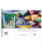 Bloc de dibujo liso 135 gr. y con espiral marca Campus, 20 hojas. Papel de color blanco natural.  Tamaño 32,5x23cm.