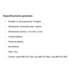 Calculadora sobremesa Casio MS-7UC, 10 dígitos. Azul