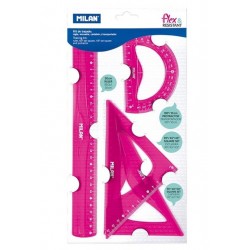 JUEGO DE REGLAS MILAN 30 CM FLEXIBLE ROSA