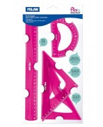 JUEGO DE REGLAS MILAN 30 CM FLEXIBLE ROSA