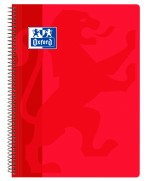 Cuaderno Fº Tapa de Plástico - Espiral - 4x4 con margen - 80 Hojas - Rojo. Oxford