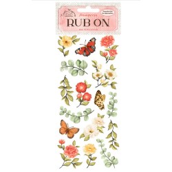Rub-On 4x8,5 Pulgadas Crea Felicidad Mariposa y Hojas