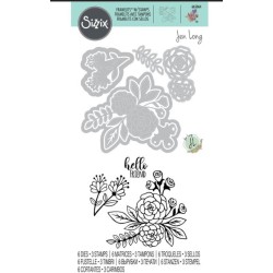Troquel y Sellos Floral Bunch de Jen Long Set 6PK. (8,6 x 7 - 2,9 x 2,5 cm)