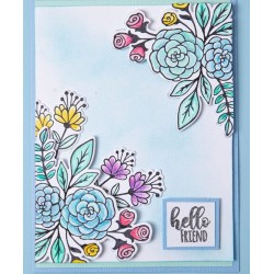 Troquel y Sellos Floral Bunch de Jen Long Set 6PK. (8,6 x 7 - 2,9 x 2,5 cm)