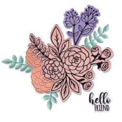 Troquel y Sellos Floral Bunch de Jen Long Set 6PK. (8,6 x 7 - 2,9 x 2,5 cm)
