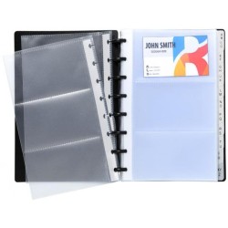 Porta-tarjetas de visita con anillas, A5, color negro.