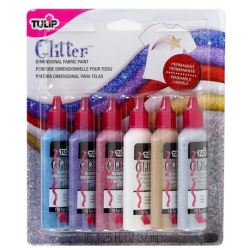 Pintura Dimensional para Tela- fabric paint Glitter 6pcs. Marca Tulip